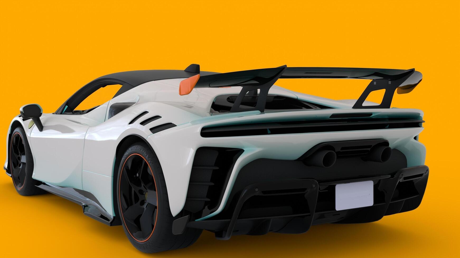 Black and white Luxury car with yellow background photo