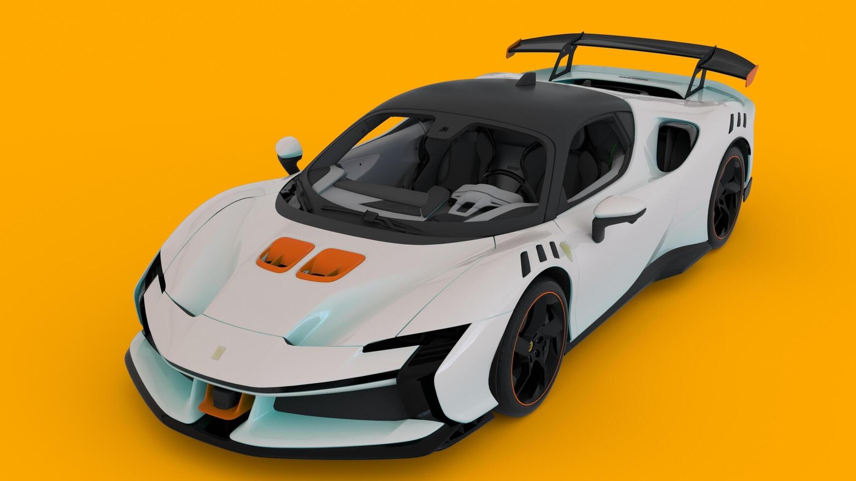 Black and white Luxury car with yellow background photo