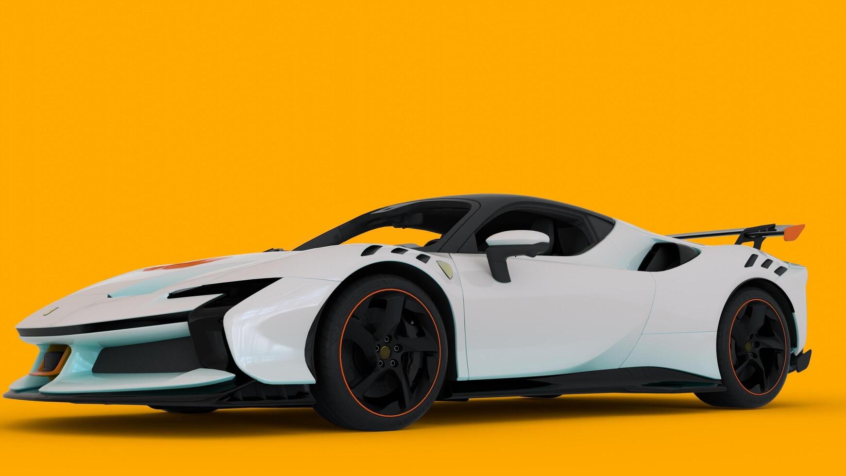 Black and white Luxury car with yellow background photo