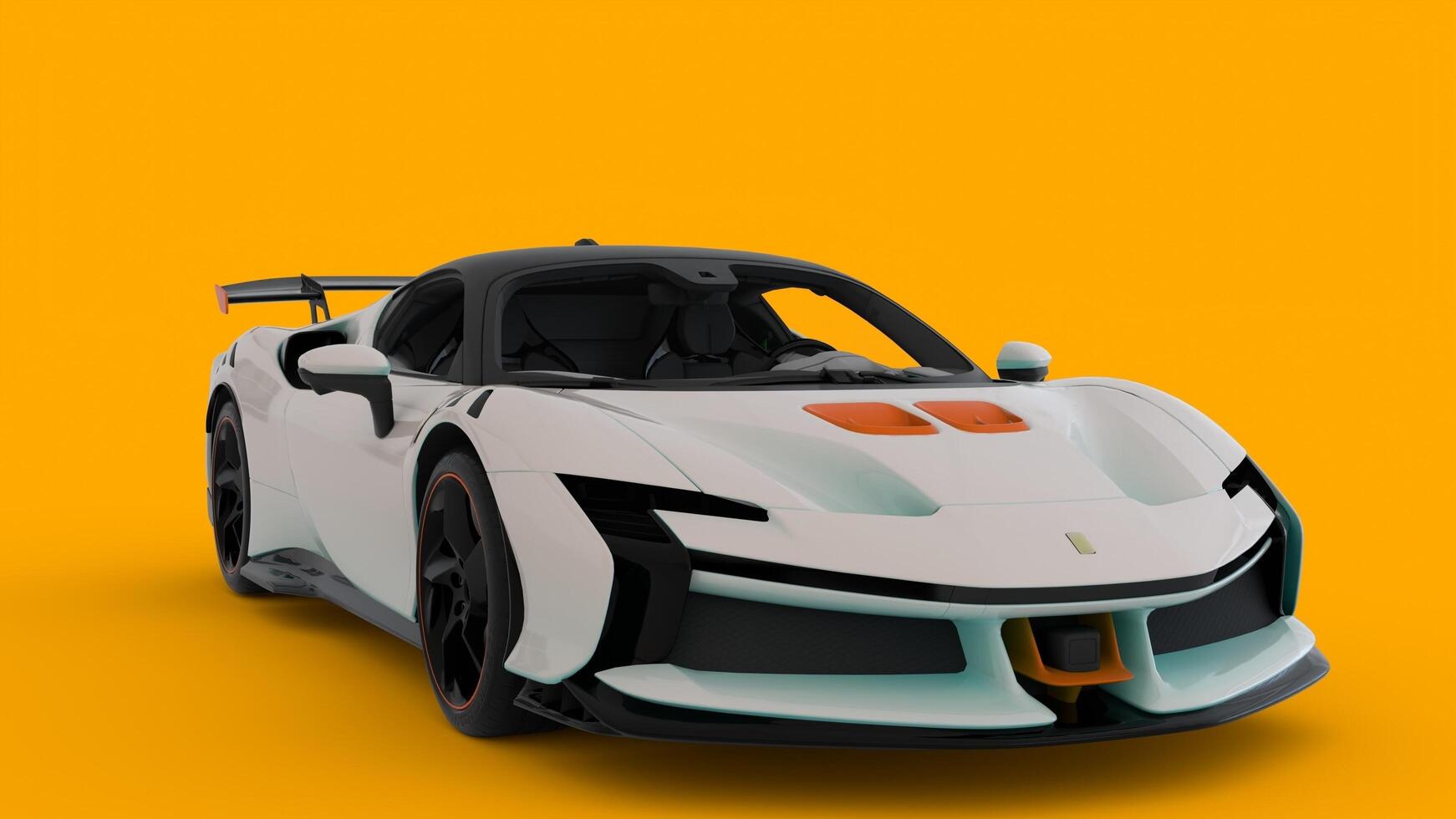 Black and white Luxury car with yellow background photo