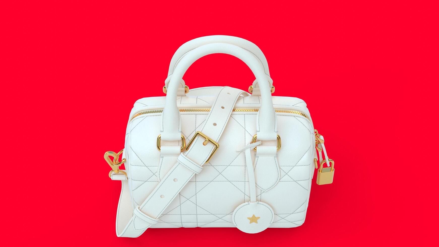 ladies white bag or hand purse with red background photo