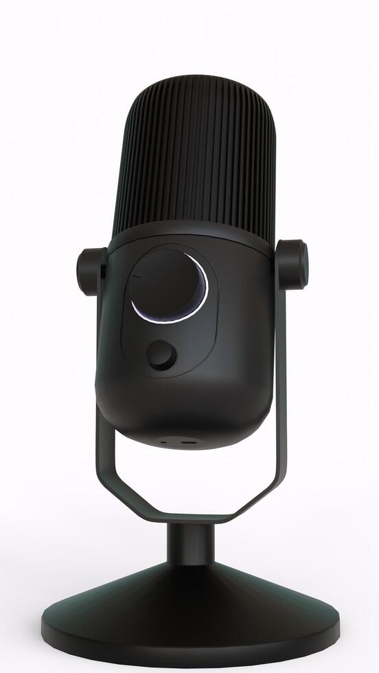 black microphone with white background photo