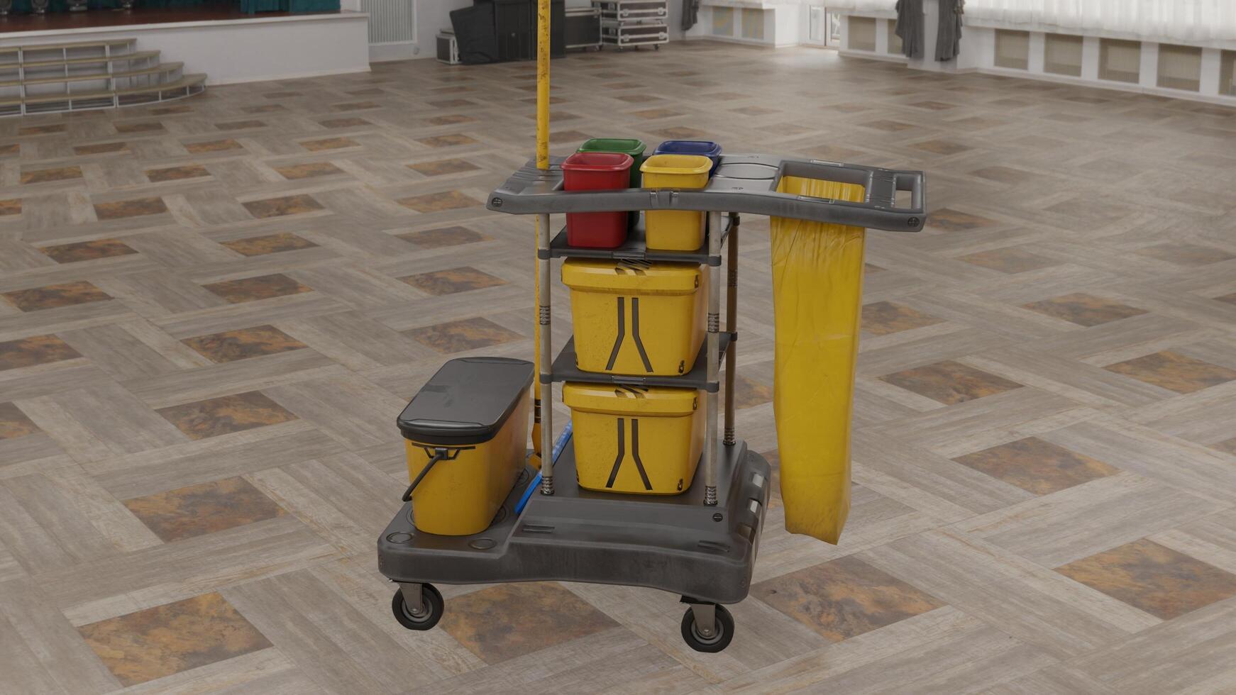 cleaning cart with room background photo