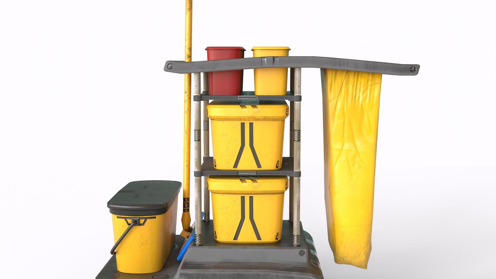 cleaning cart with white background photo