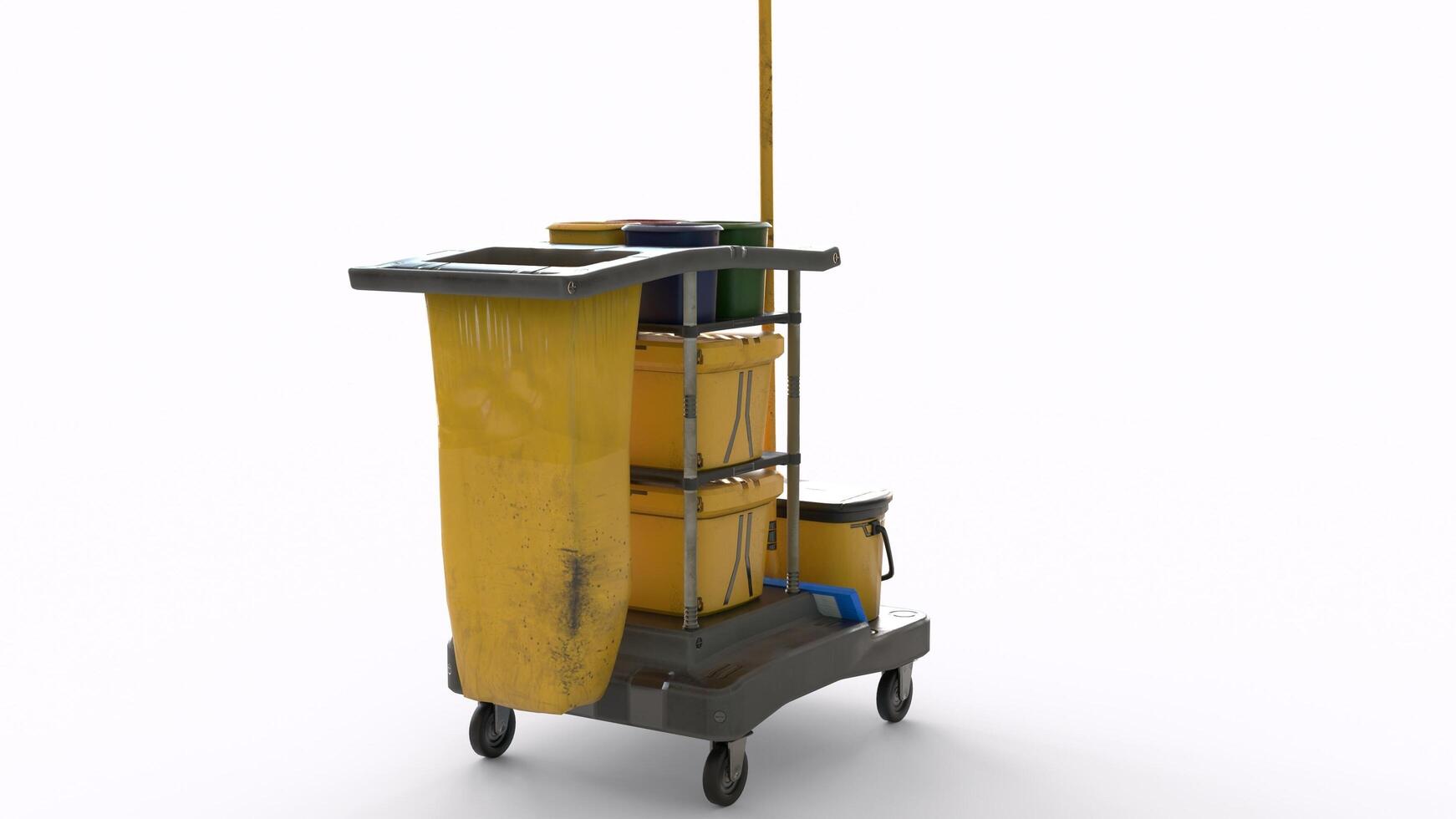 cleaning cart with white background photo