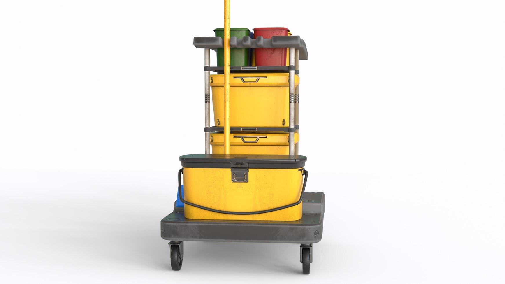 cleaning cart with white background photo