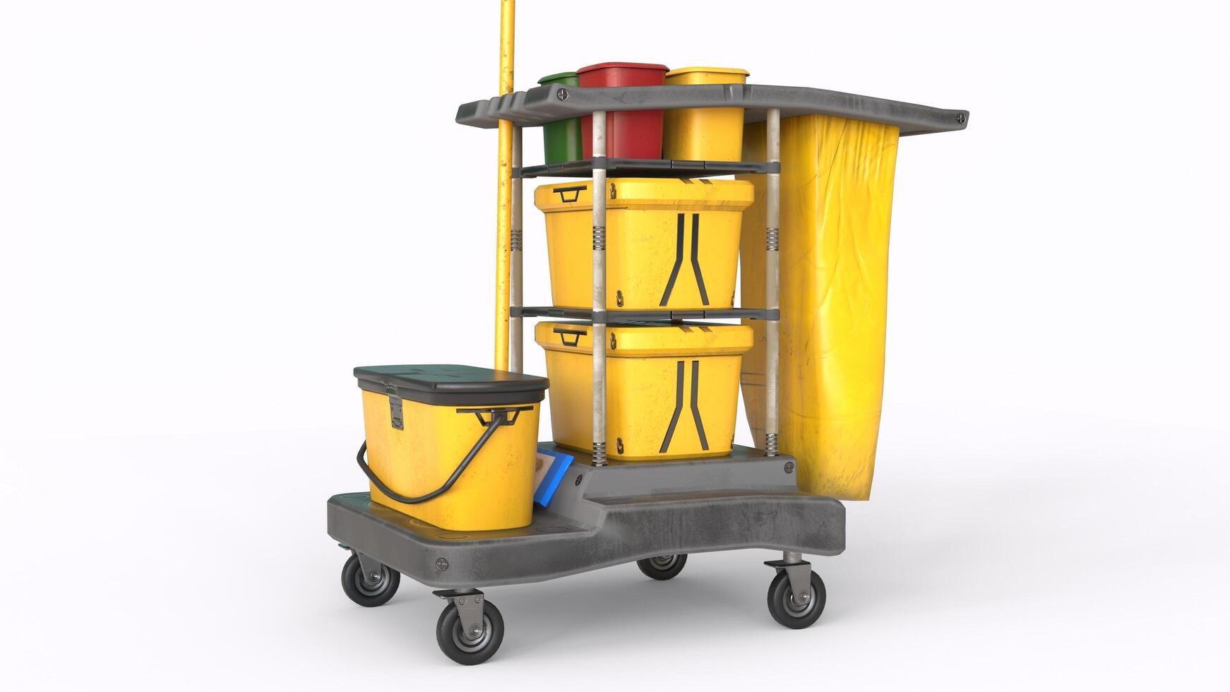 cleaning cart with white background photo