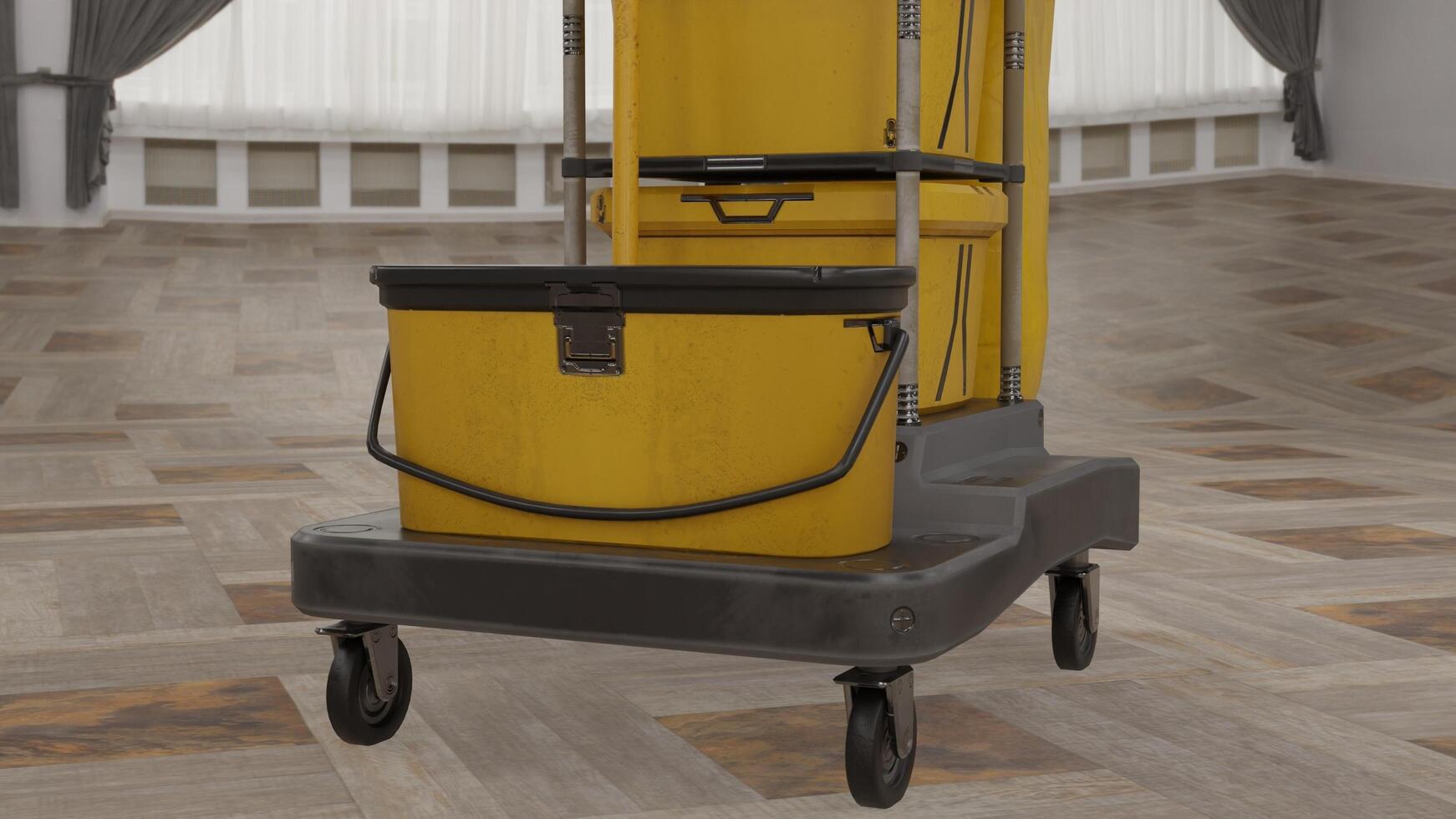 cleaning cart with room background photo