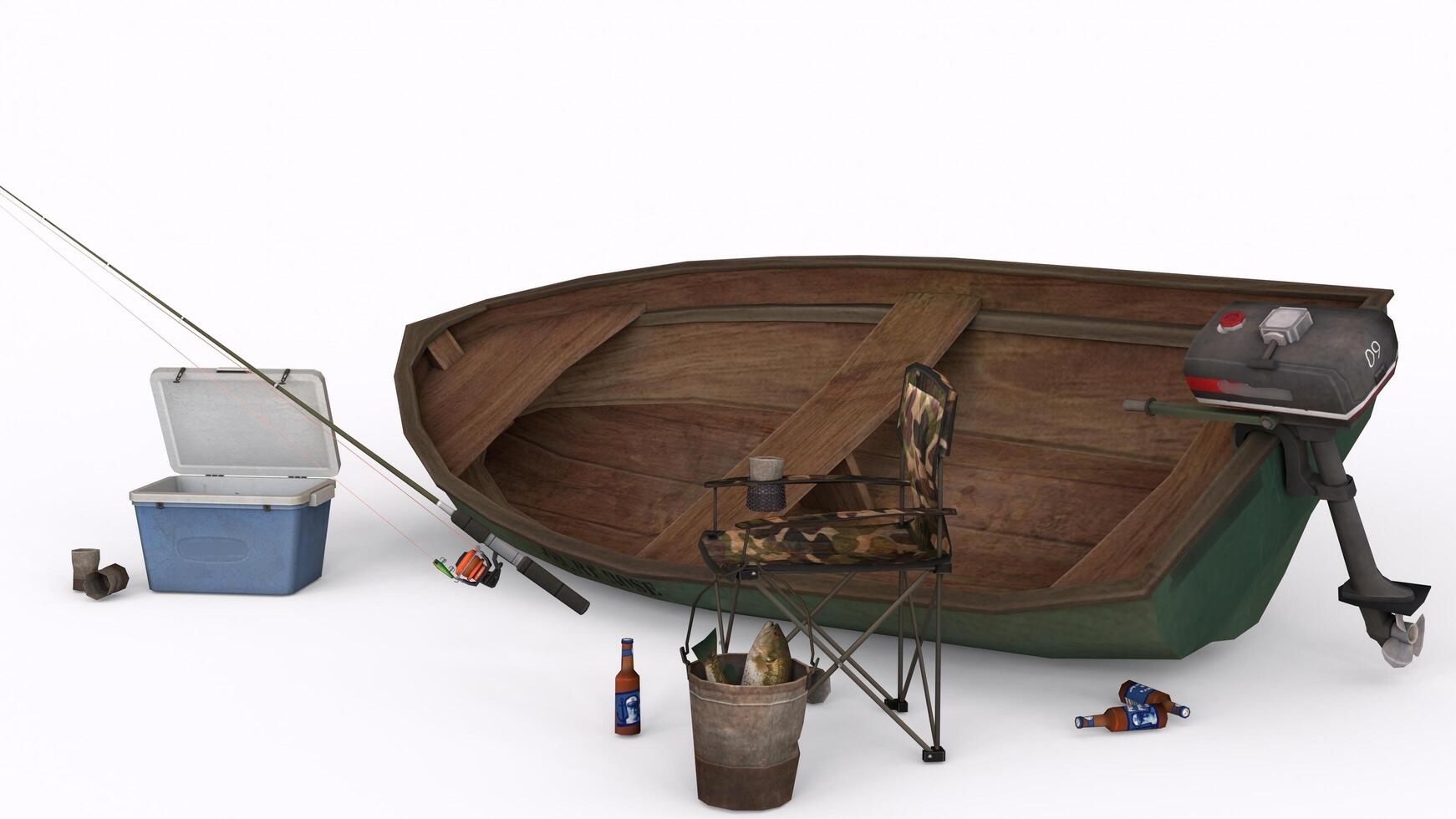 fish hunting set with boat photo