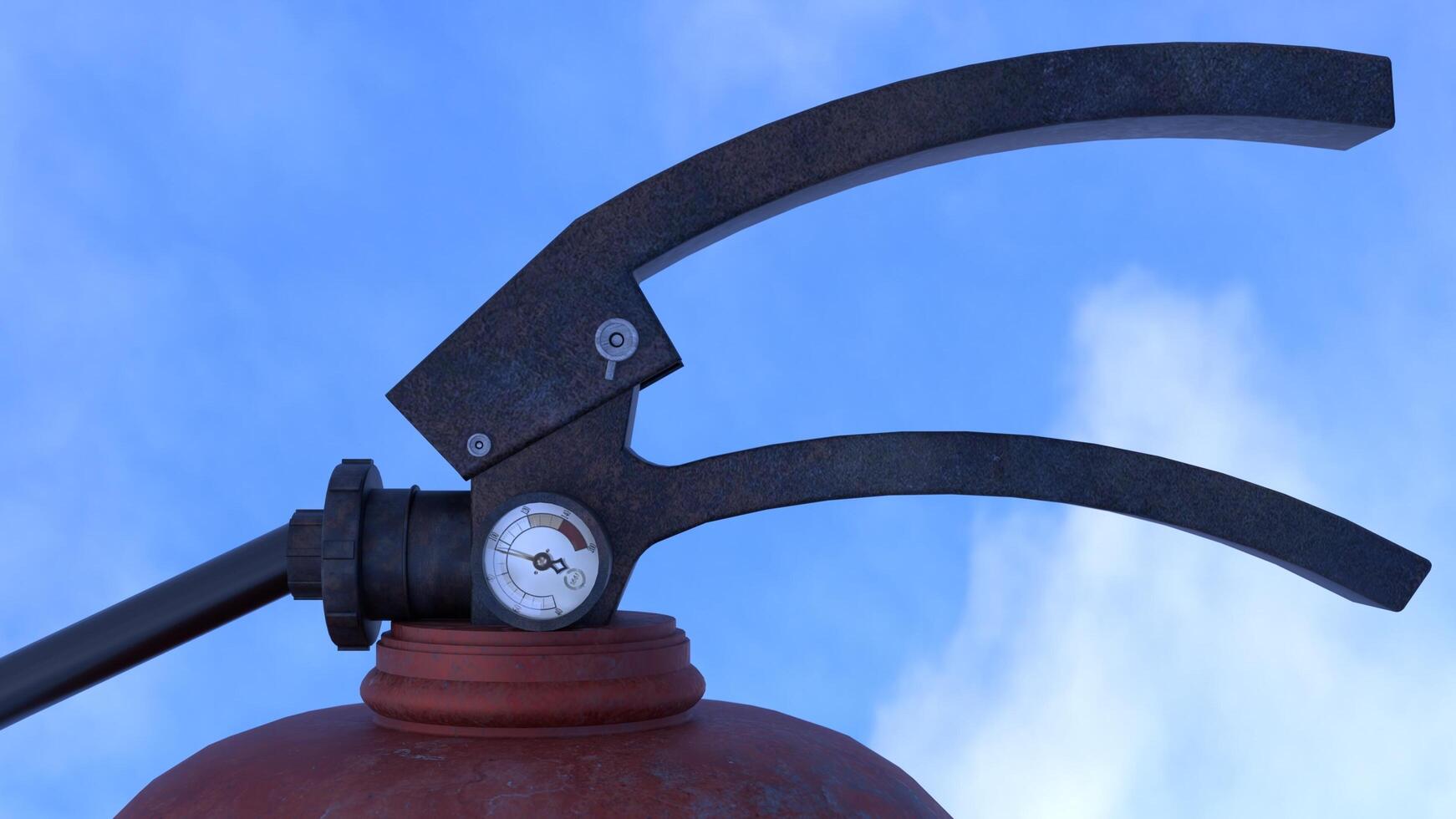 Fire Extinguisher white blue background photo