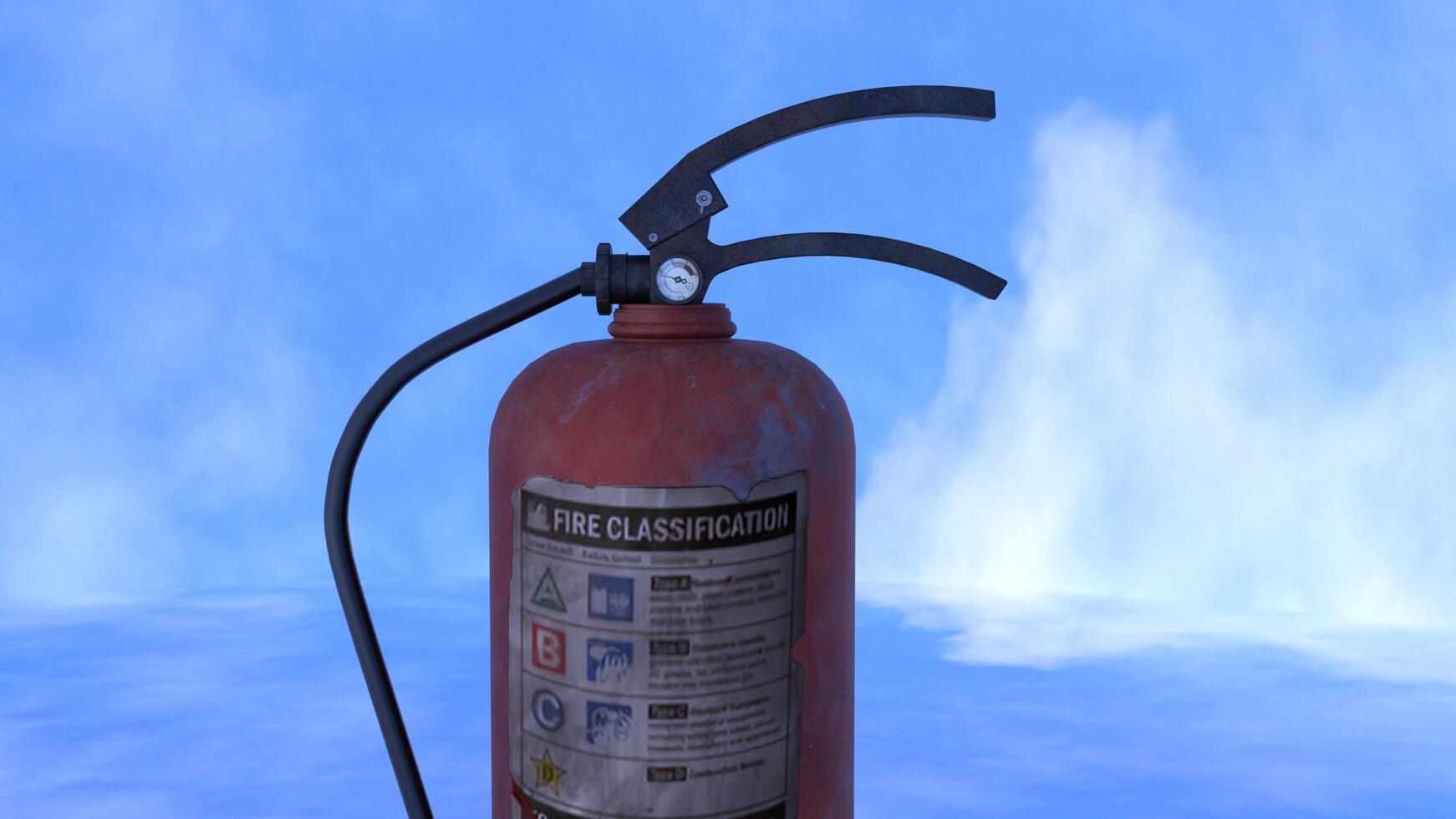 Fire Extinguisher white blue background photo