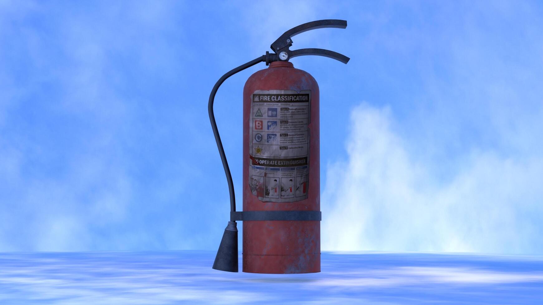 Fire Extinguisher white blue background photo