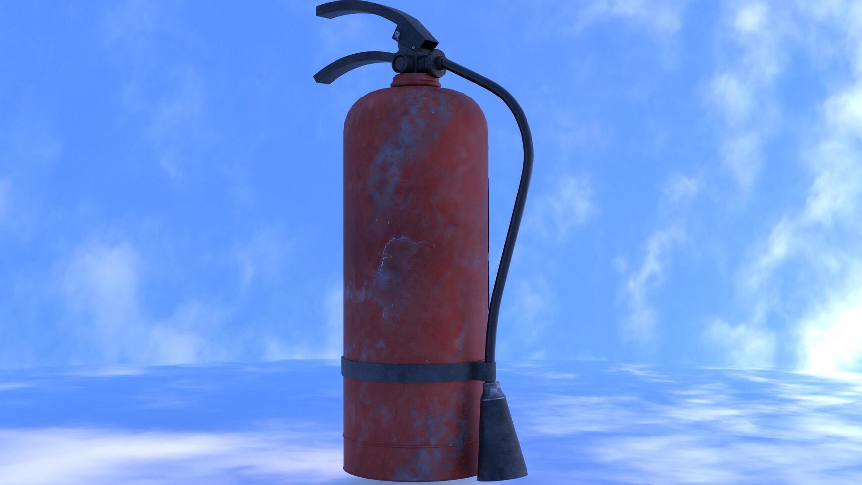 Fire Extinguisher white blue background photo