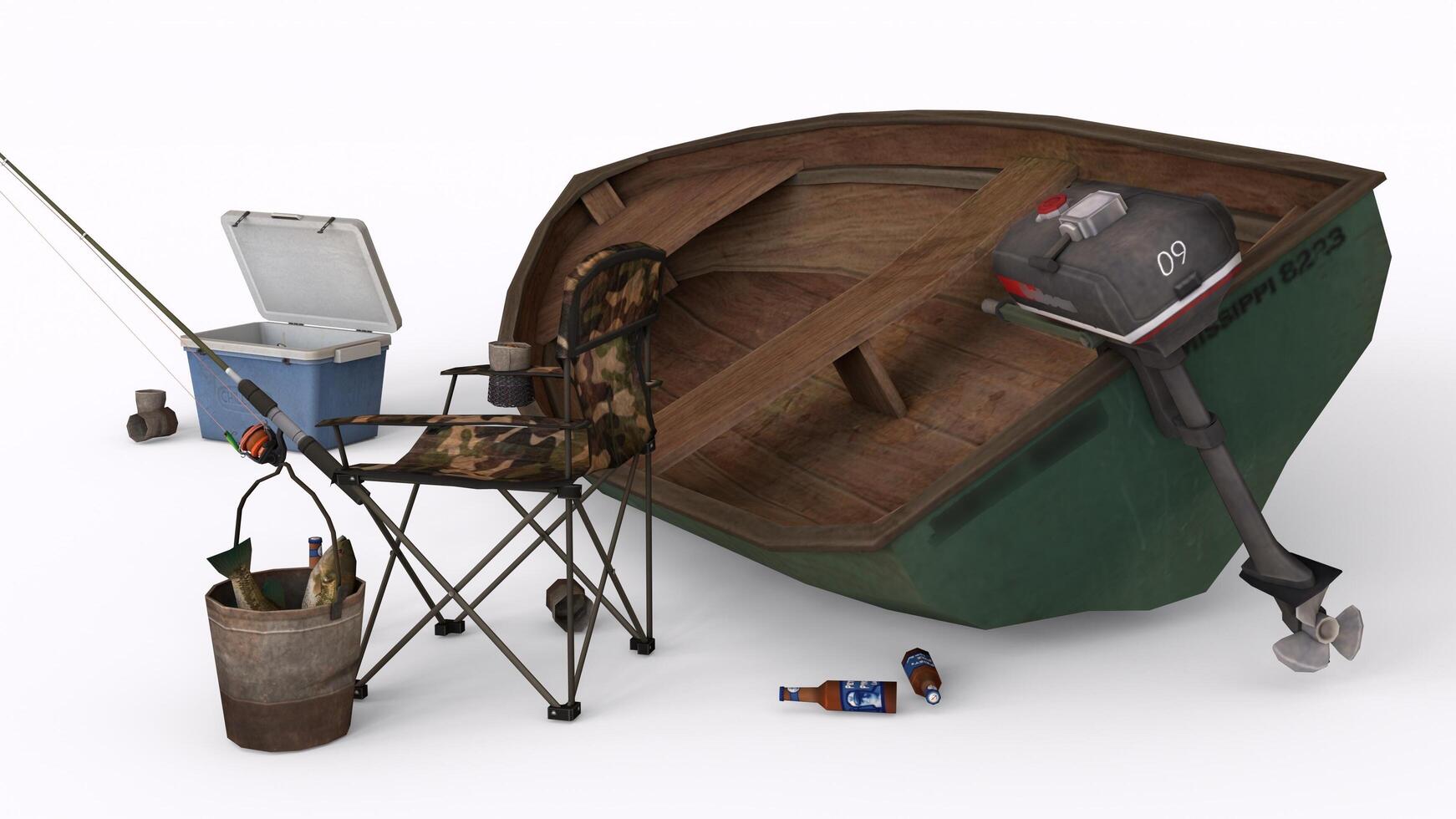 fish hunting set with boat photo