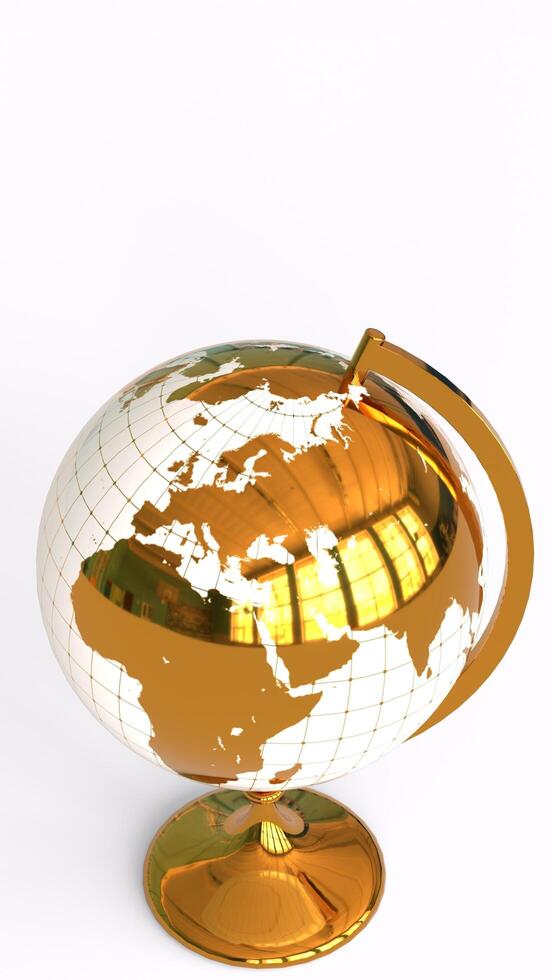 golden globe map with white background photo