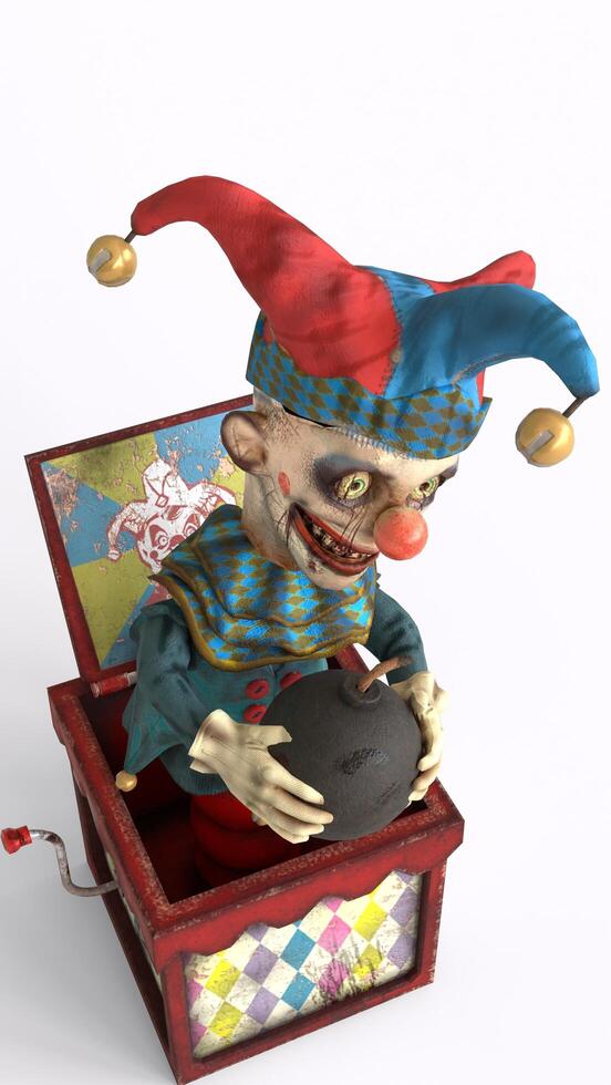 joker in the box with white background photo