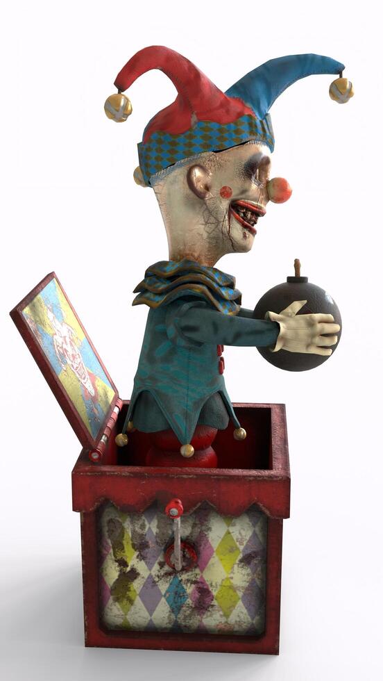 joker in the box with white background photo
