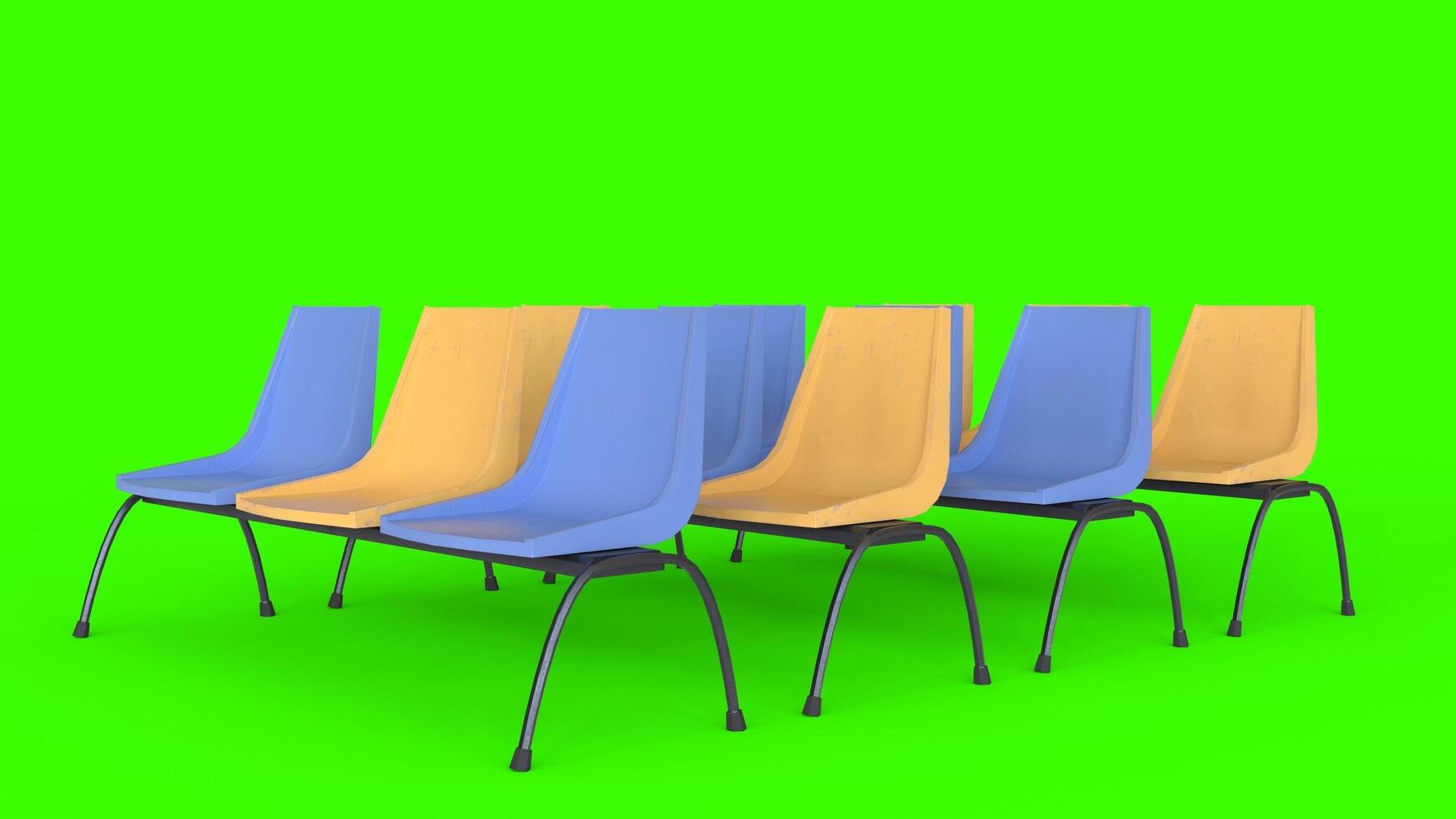 plastic bench with green background photo