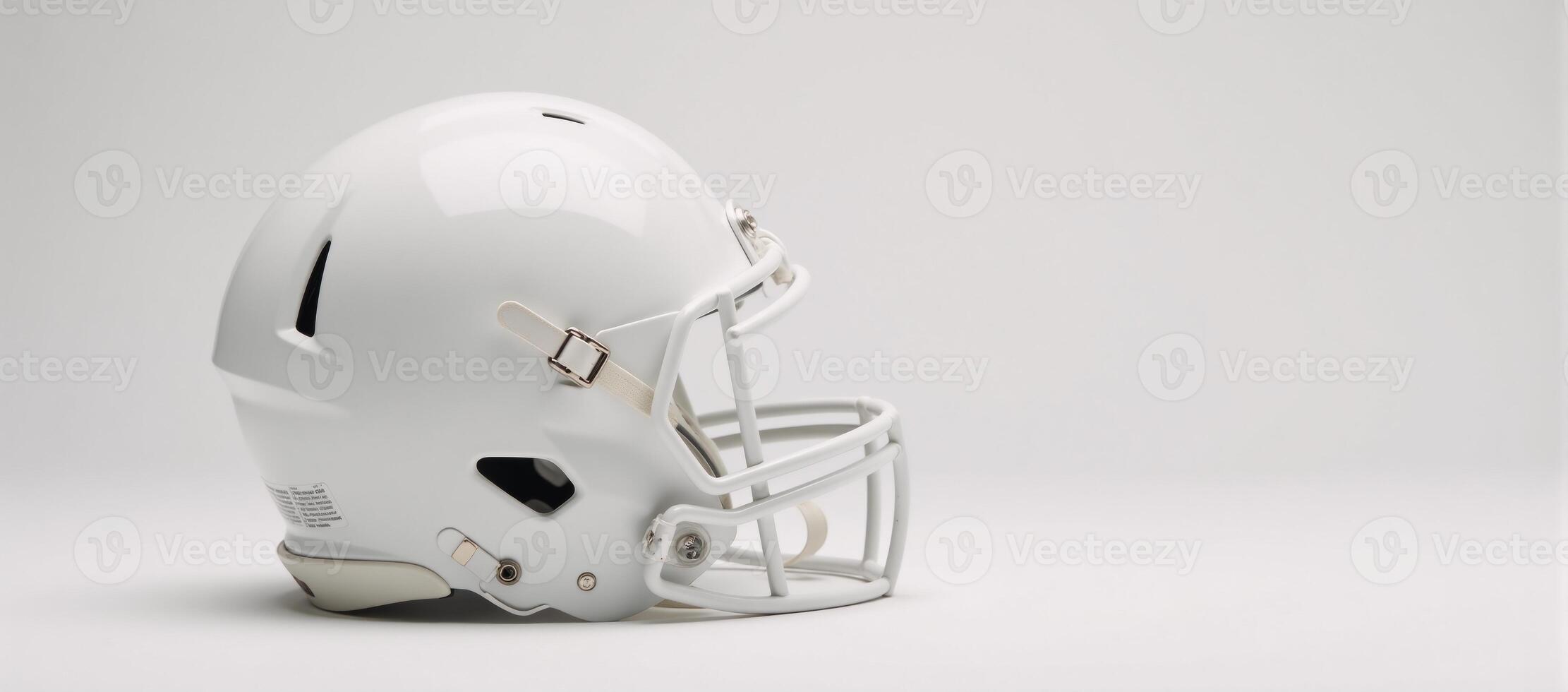White football helmet is shown against a white background to emphasize its role as safety equipment in American Football gear and sports photography photo