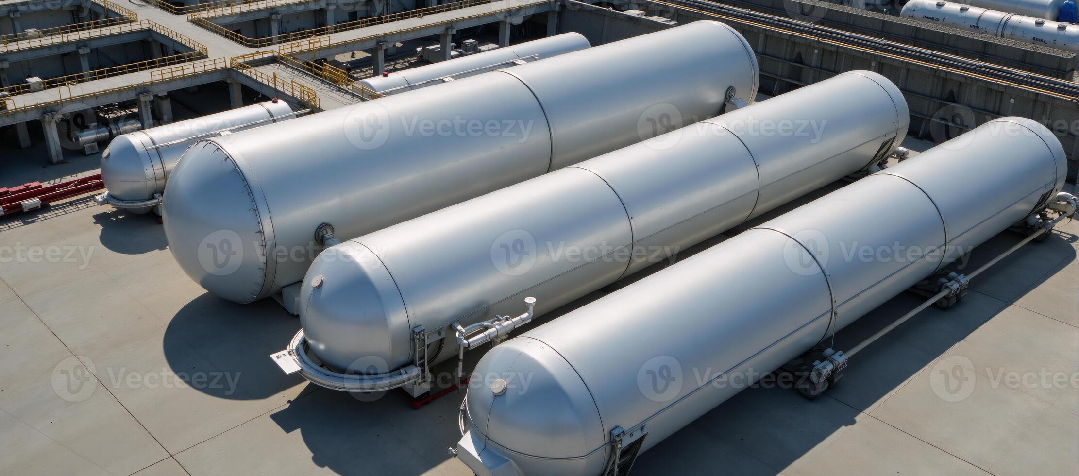 Image shows hydrogen storage tanks located within an industrial facility photo