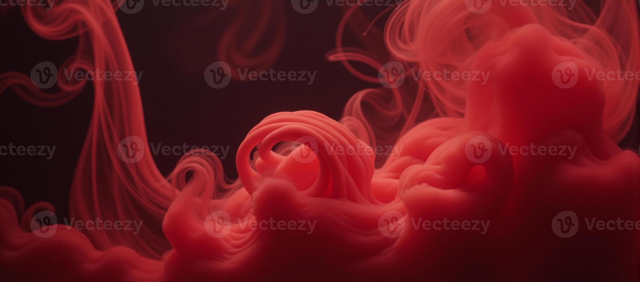 A realistic depiction of slowmoving rising red smoke and fog with an atmospheric effect photo