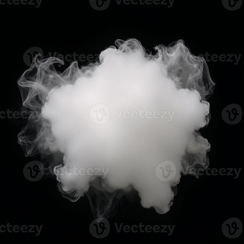 A smoke powder overlay adds isolating white fog with smoky effects to black backdrop photo