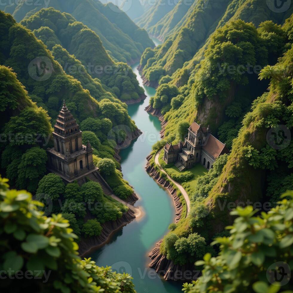 A map reveals an ancient jungle full of crumbling ruins winding rivers and concealed temples photo