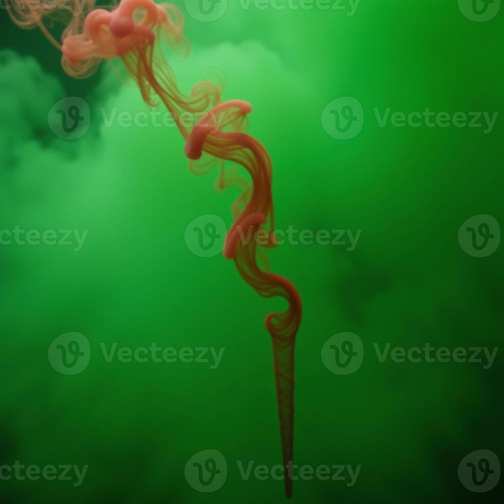 Slowmotion realistic depiction of green fog with rising red fumes in an atmospheric environment photo