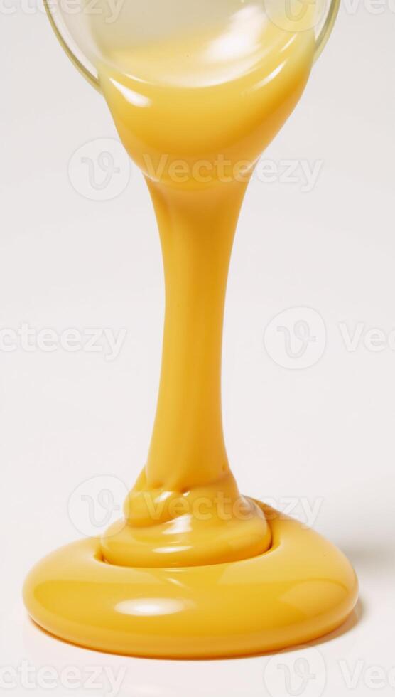 Molten cheddar creates an isolated form through dripping and splattering photo