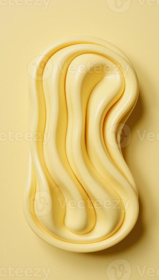 A 3D image featuring a yummylooking butter sculpture on a creamy background with a wavy line design to enhance its appeal photo