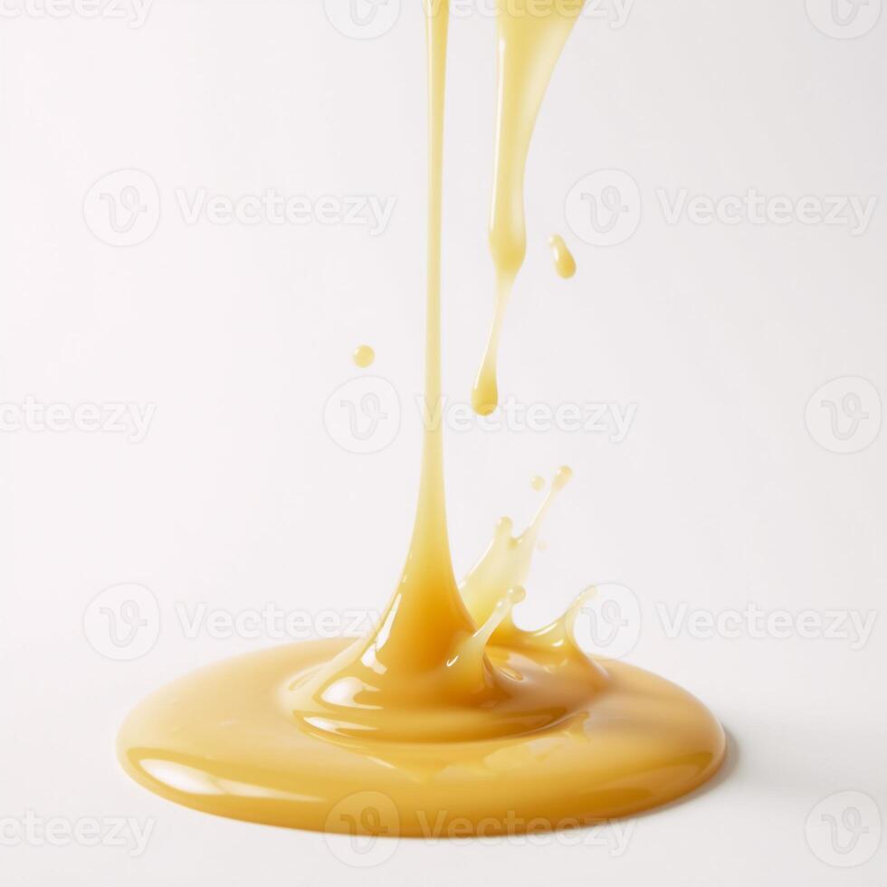 White backdrop with melted cheese sauce spill photo