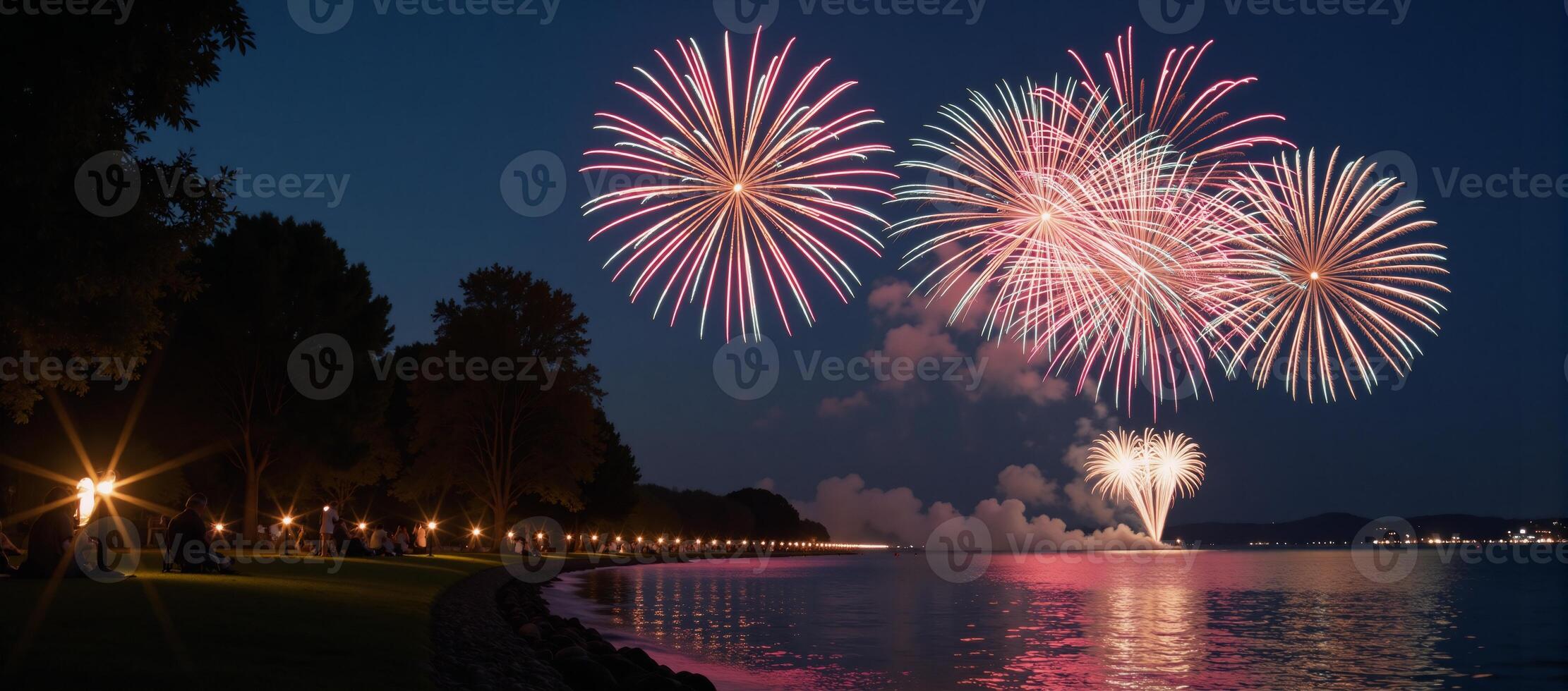 A romantic evening with dazzling firework displays photo