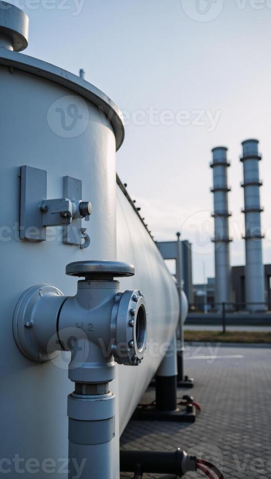 Industrial Hydrogen Tank within hydrogenpowered energy plant depicting progress towards 2050s Net Zero Emissions photo