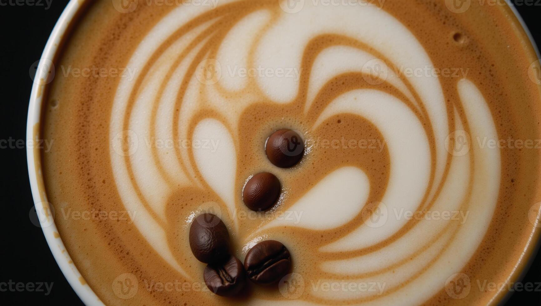 Stylized coffee art featuring beans splashes photo