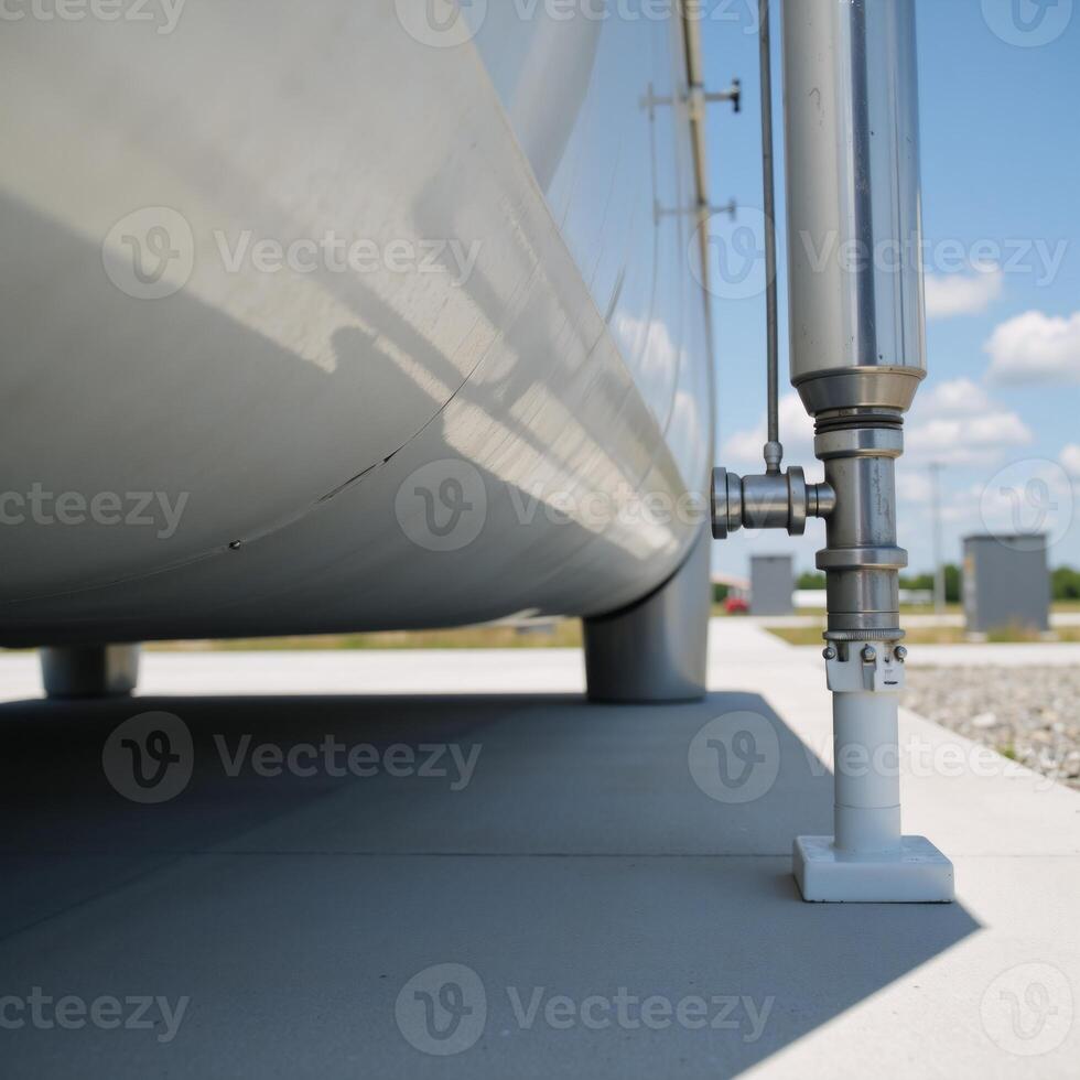 Closeup view of hydrogen storage hubs clean and modern infrastructure within an industrial energy setting photo
