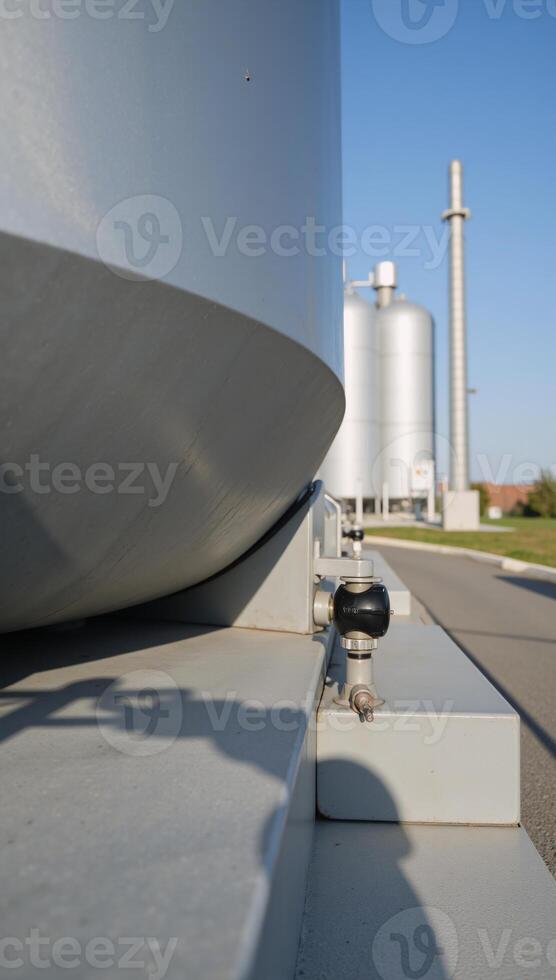 Closeup view of hydrogen storage hubs clean and modern infrastructure within an industrial energy setting photo