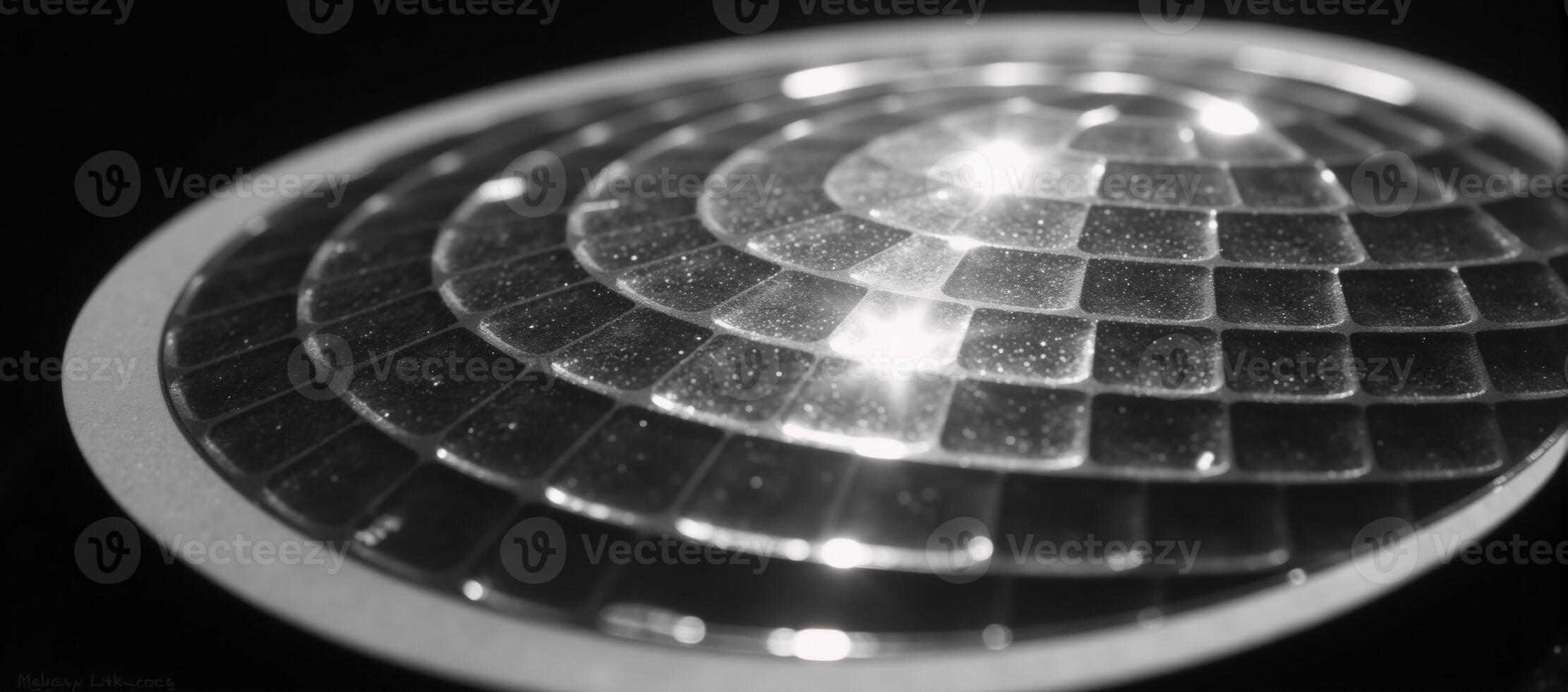 Monochrome photograph of a shimmering discoball decal photo