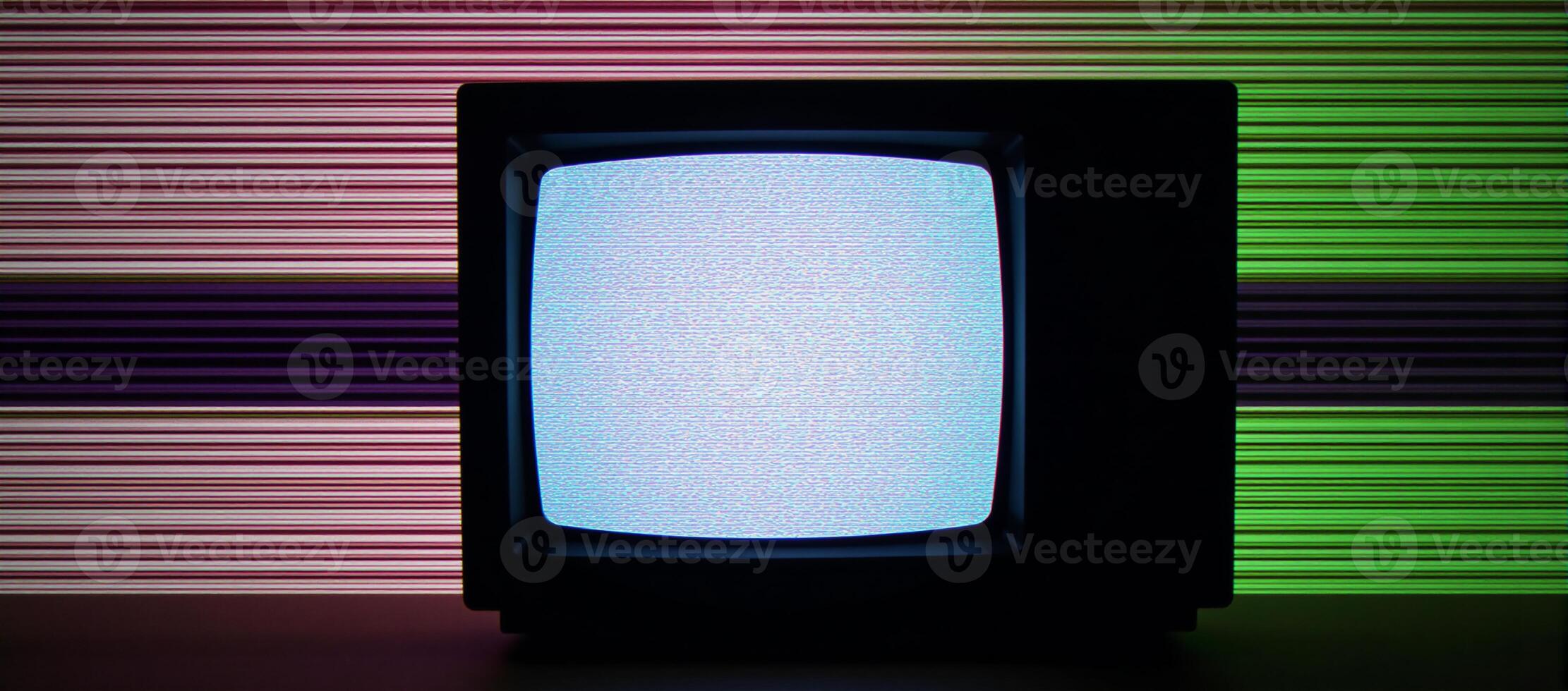 Glitch noise TVstyle visual effects pack with CRT screen and no signal glitch effects TV static striped background photo