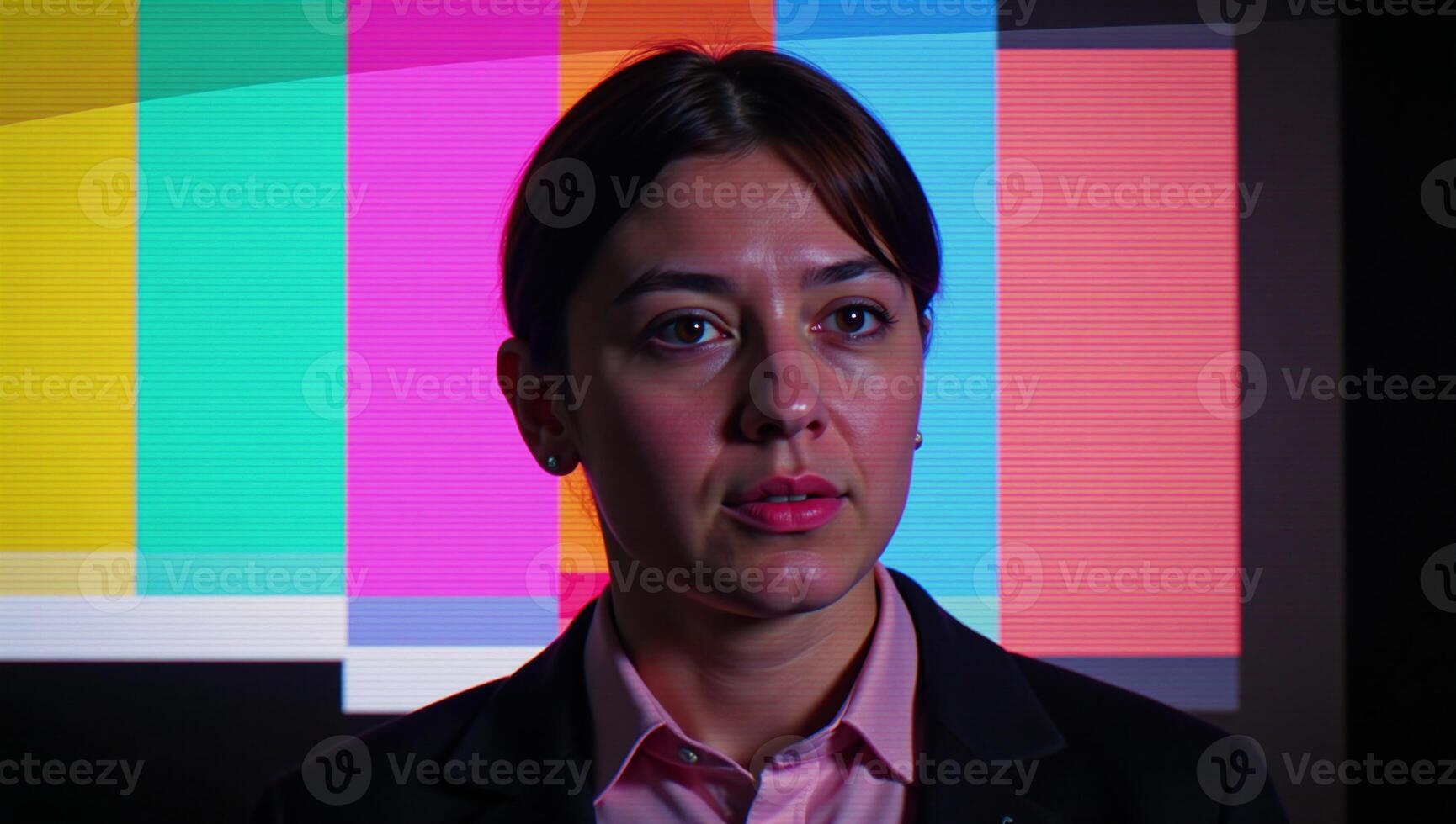 Static TV with VFX glitch noise display and CRTstyle striped background noise distortion photo