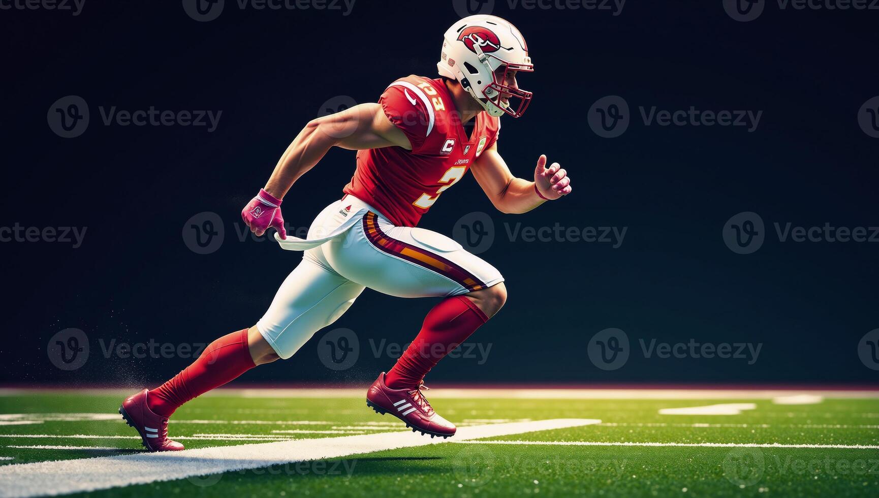 Bold illustration of an energetic American football player in vibrant colors photo