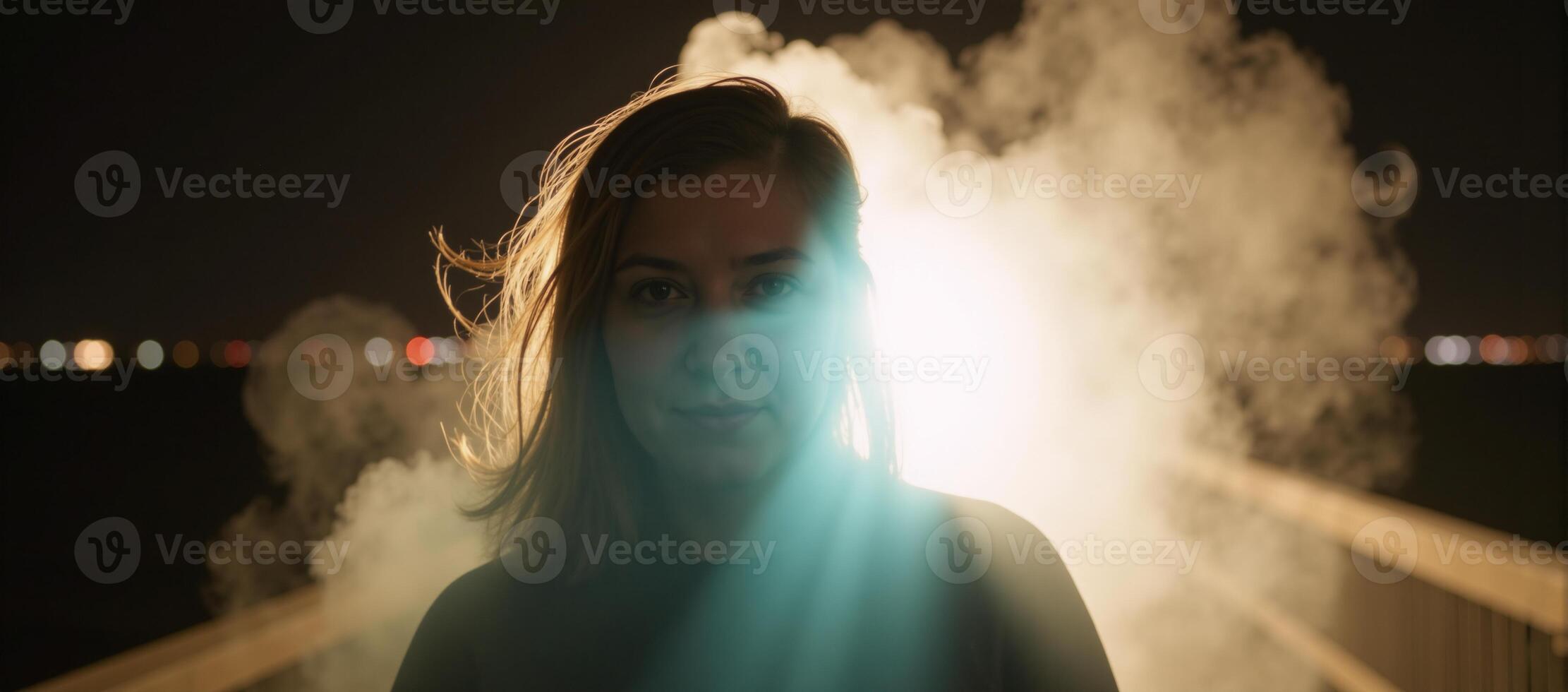 Ethereal Nocturne Mysterious blend of darkness light featuring atmospheric fog and a subtle glowing aesthetic perfect for enchanting backdropscreative designs photo