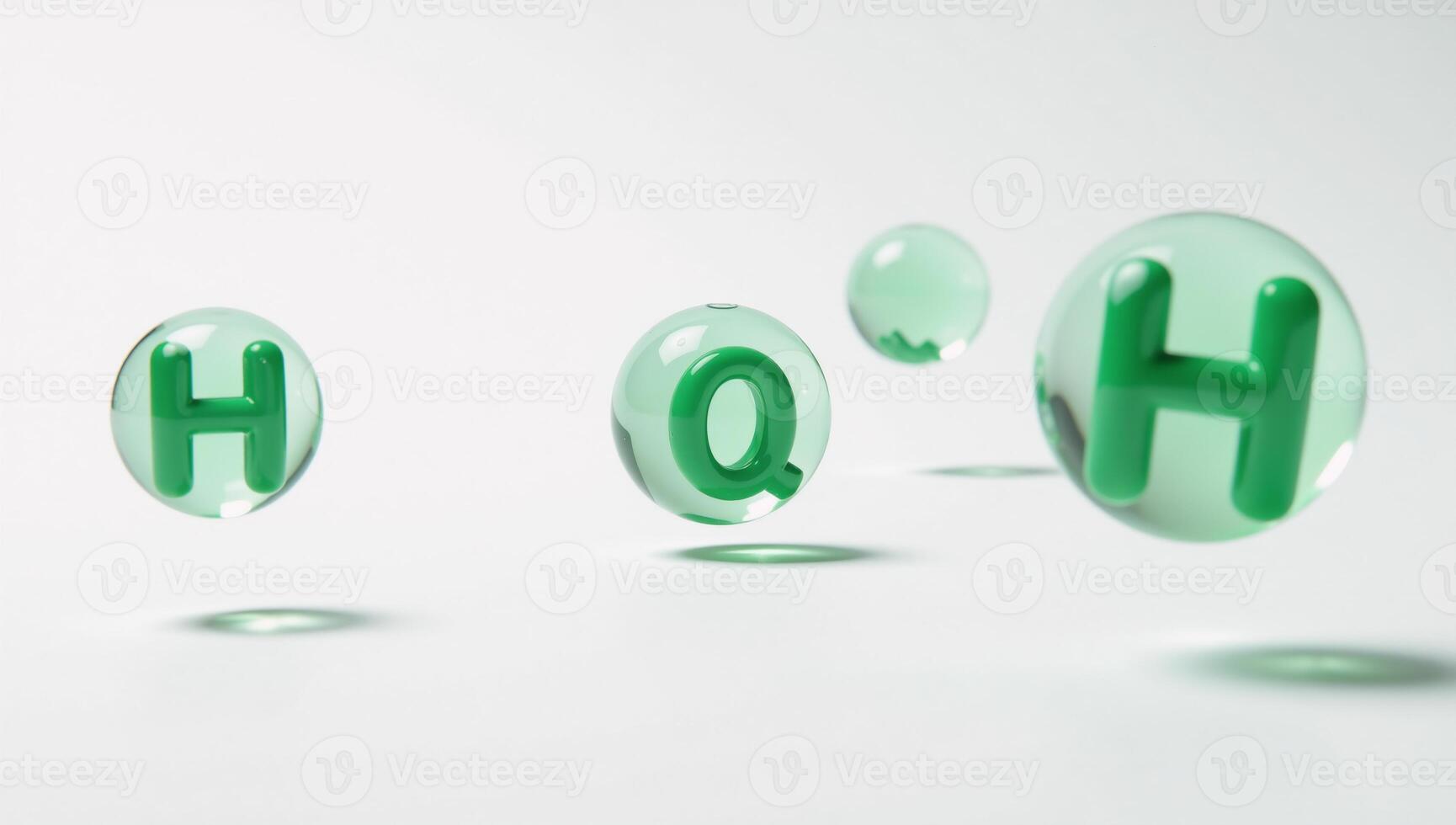 Green Hydrogen Water Element Bubble with Artificial Reflection Isolated Against White Background Captionfriendly photo