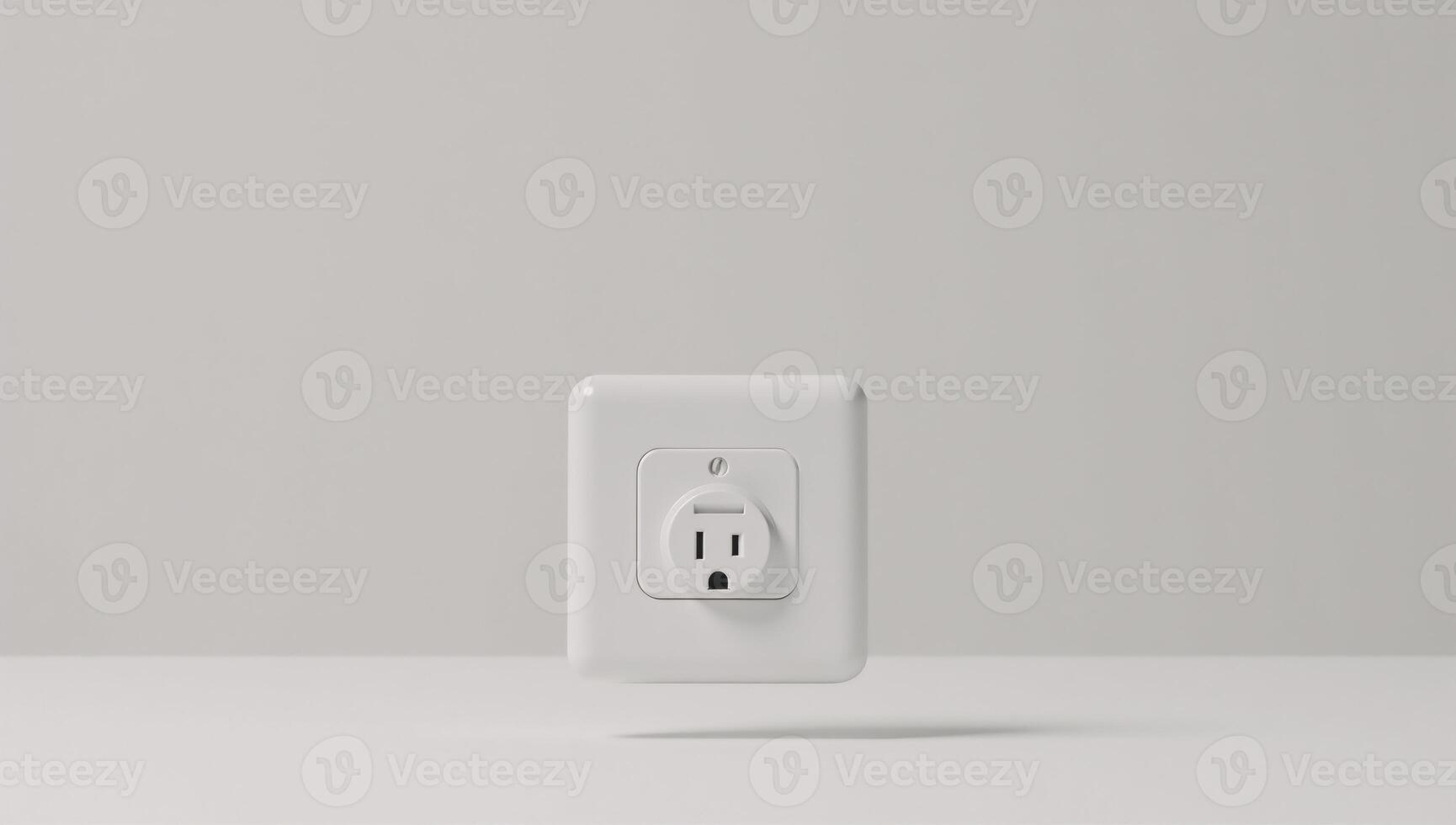 Closeup perspective of an empty interior bedroom side table with visible electrical outlet mockup photo
