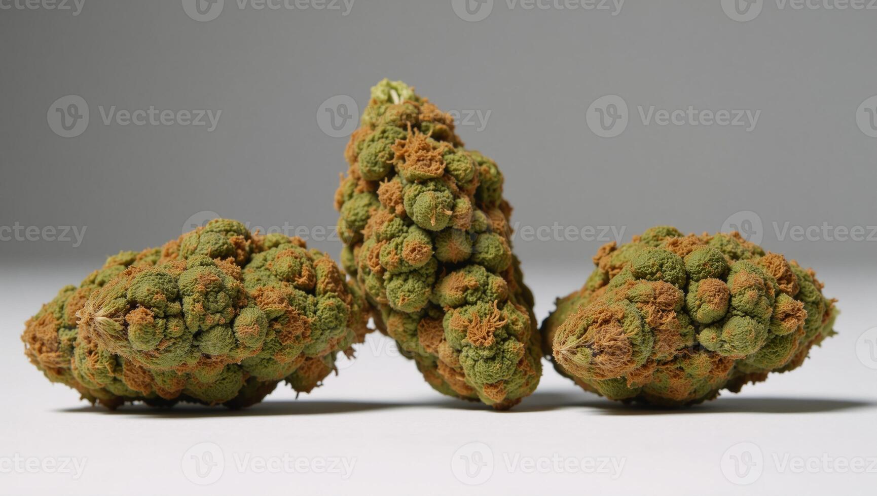 Medical cannabis represented as dried greenbrown cannabis buds with visible stems photo