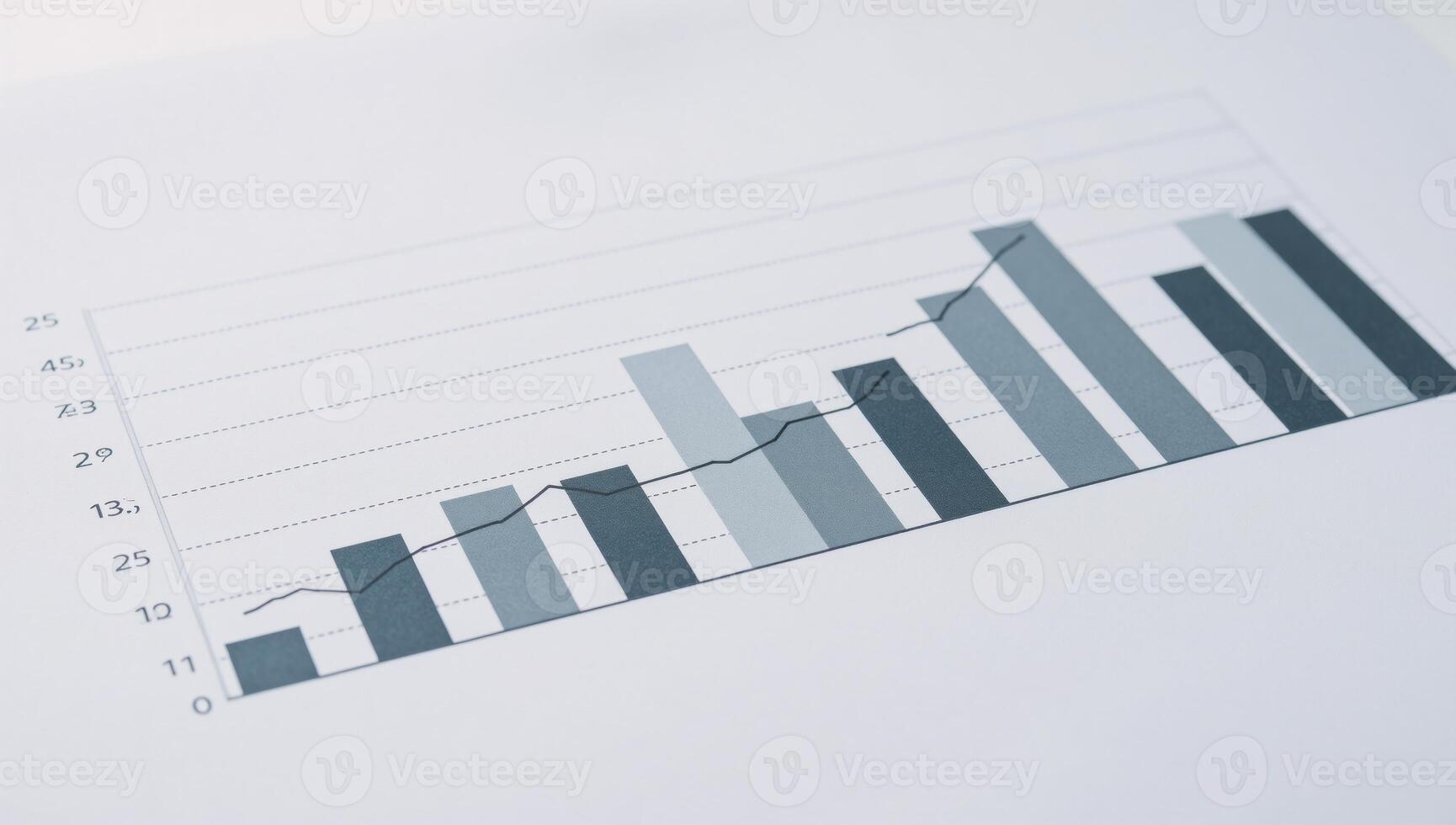 Vibrant data analysis graph Multiple line bar charts layered photo