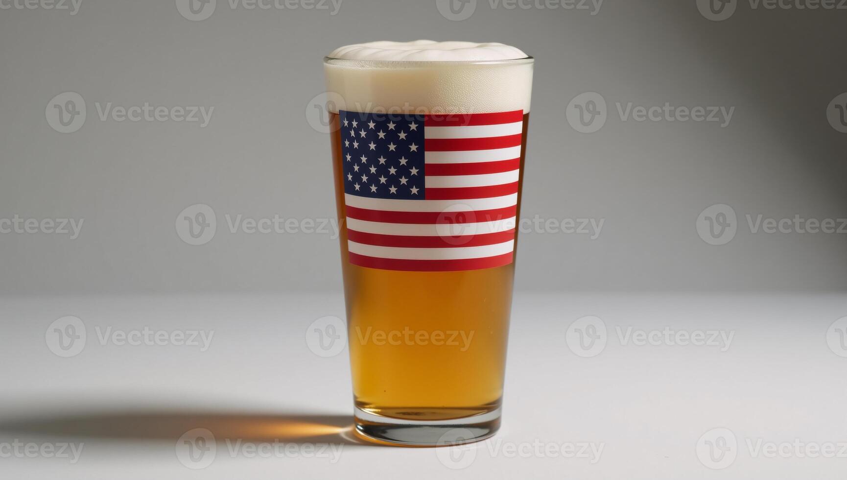 Patriotic pint glass of beer showcasing the American Flag ideal for celebrations Festive Background photo