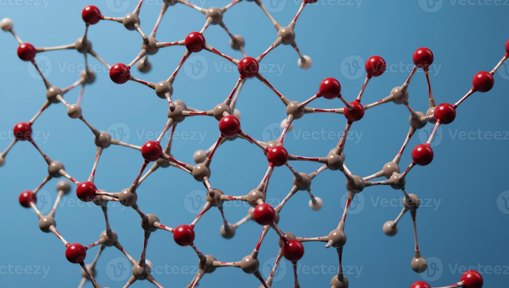 A detailed 3D model visualization reveals the intricate E1520 propylene glycol molecules structural chemical formula viewed through a microscopic lens photo