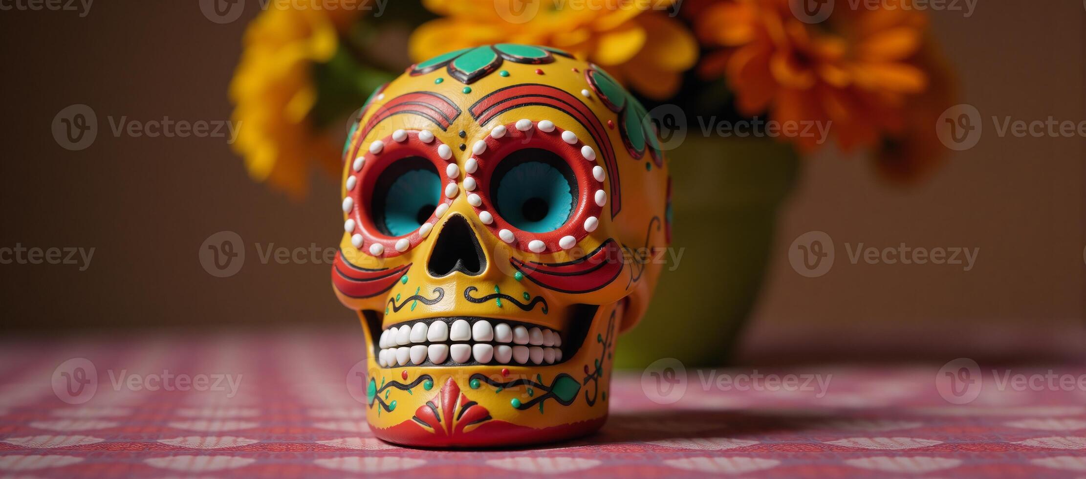 Sugar Skull in traditional Mexican holiday art photo
