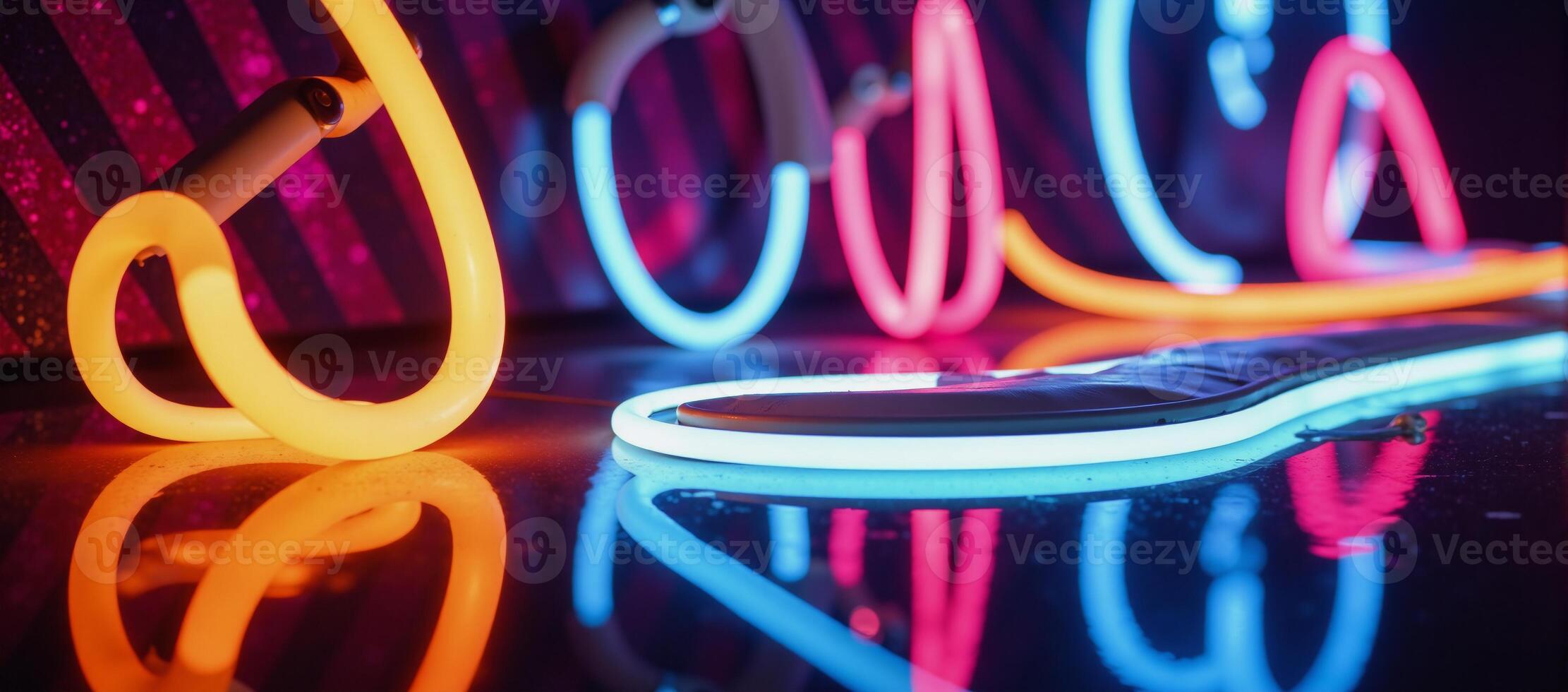 Vibrant abstract neon background ideal for parties or nightlife events photo