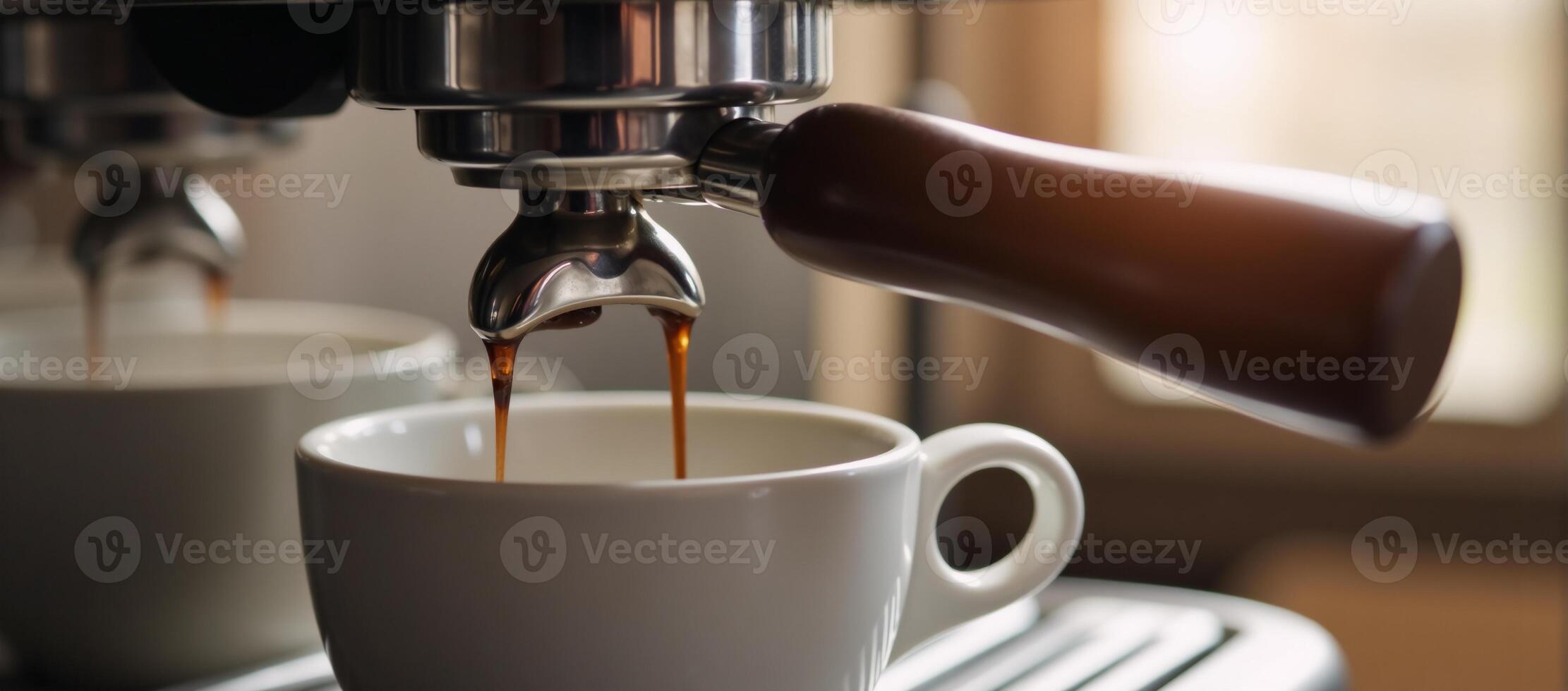 Electric espresso maker for home use to quickly make fresh cups of coffee photo